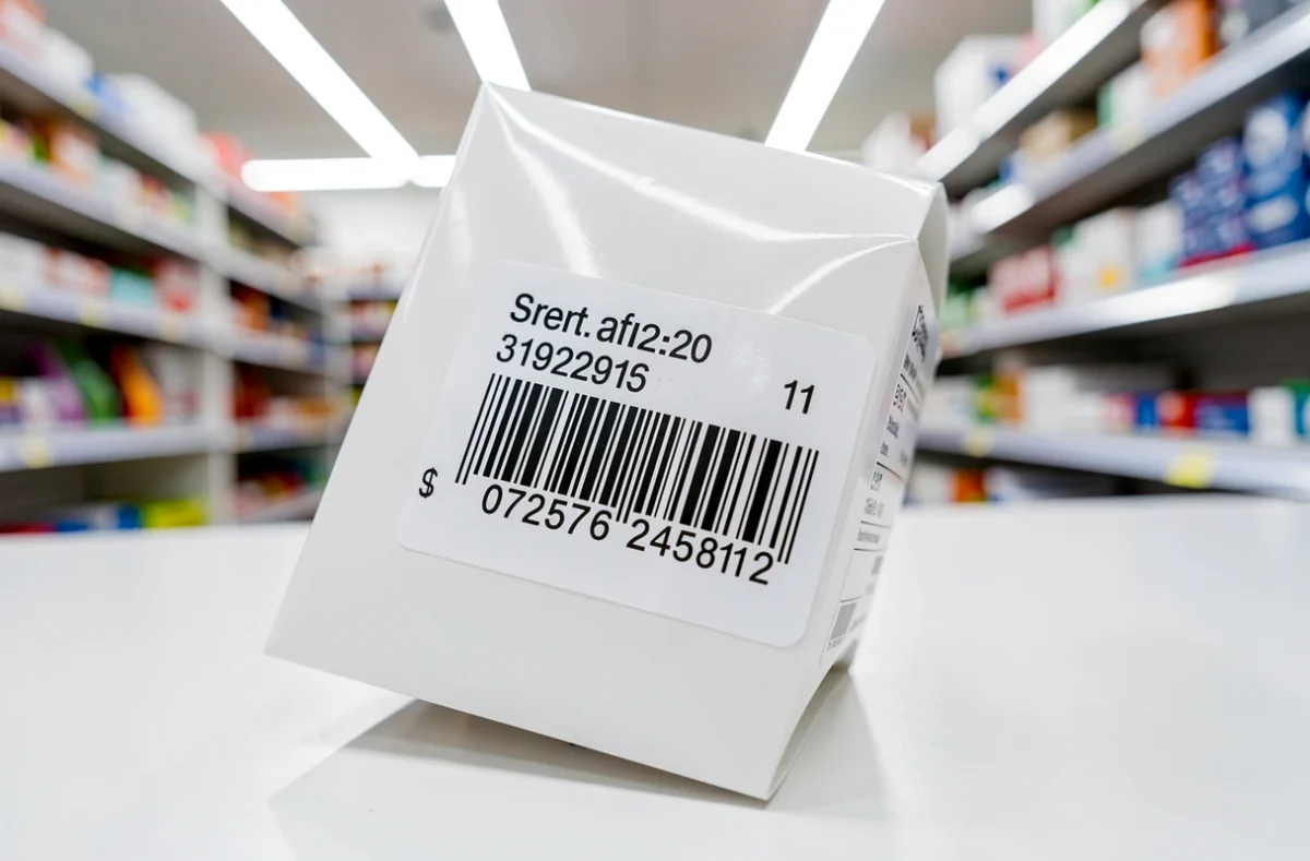 Code-barres imprimé sur l'emballage d'un produit en rayon