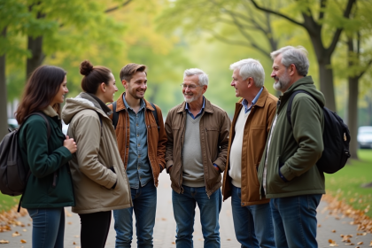 Groupe diversifié de personnes dans un parc en plein air
