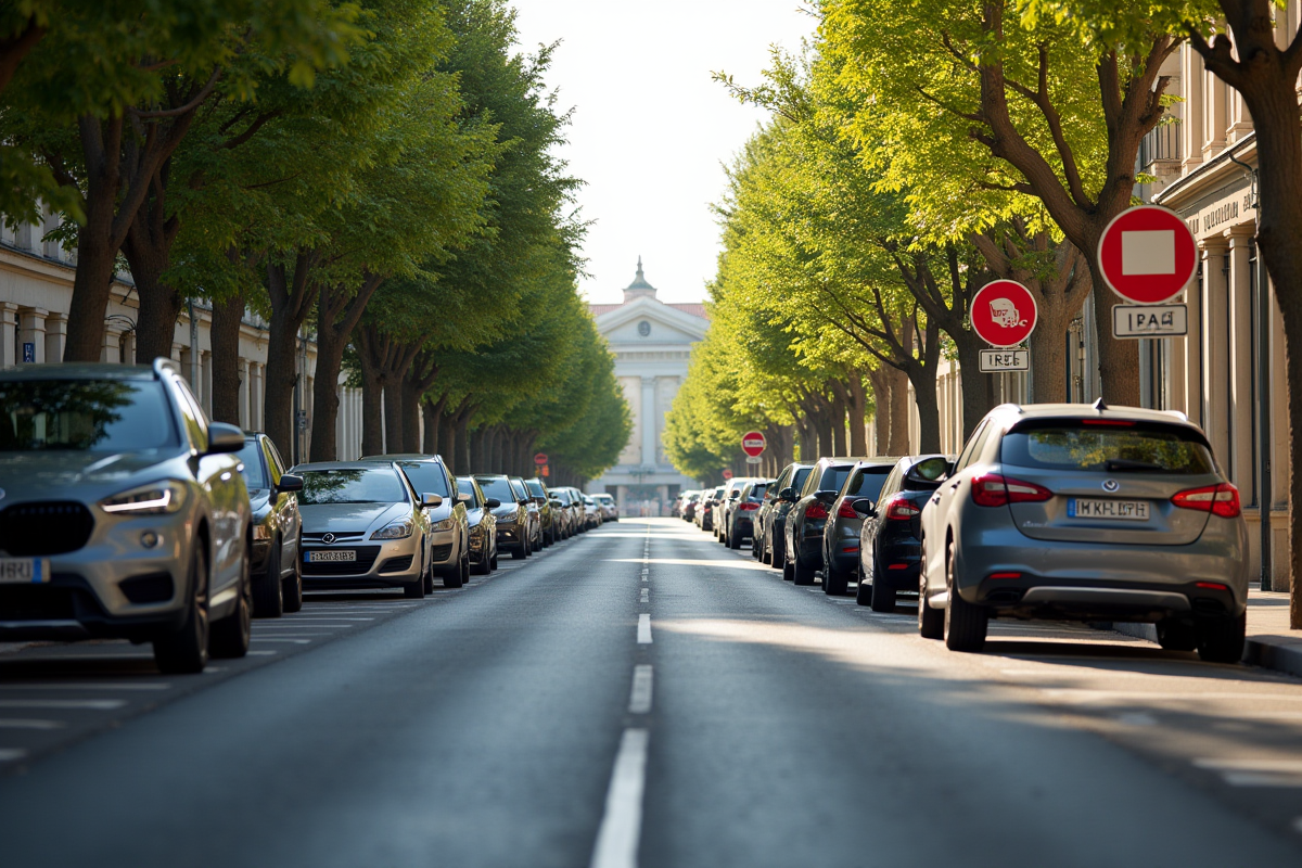 Rue avec stationnement gratuit a Arcachon en fin d